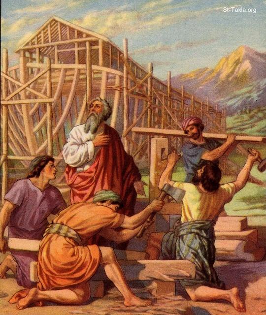 St-Takla.org Image: Noah and his sons built an ark - Genesis 6:13-22     :     -  6: 13-22