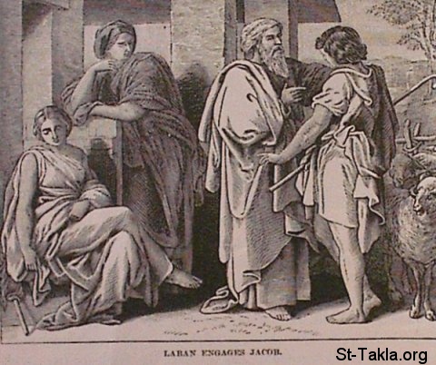 St-Takla.org Image: Laben engages Jacob     :    