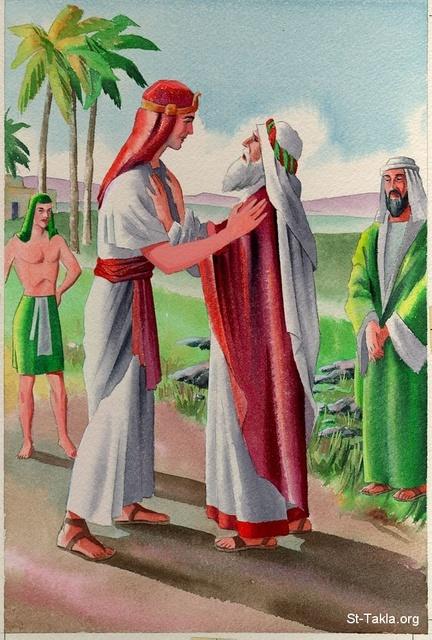 St-Takla.org Image: Joseph meets his father Jacob (Israel)     :     ()